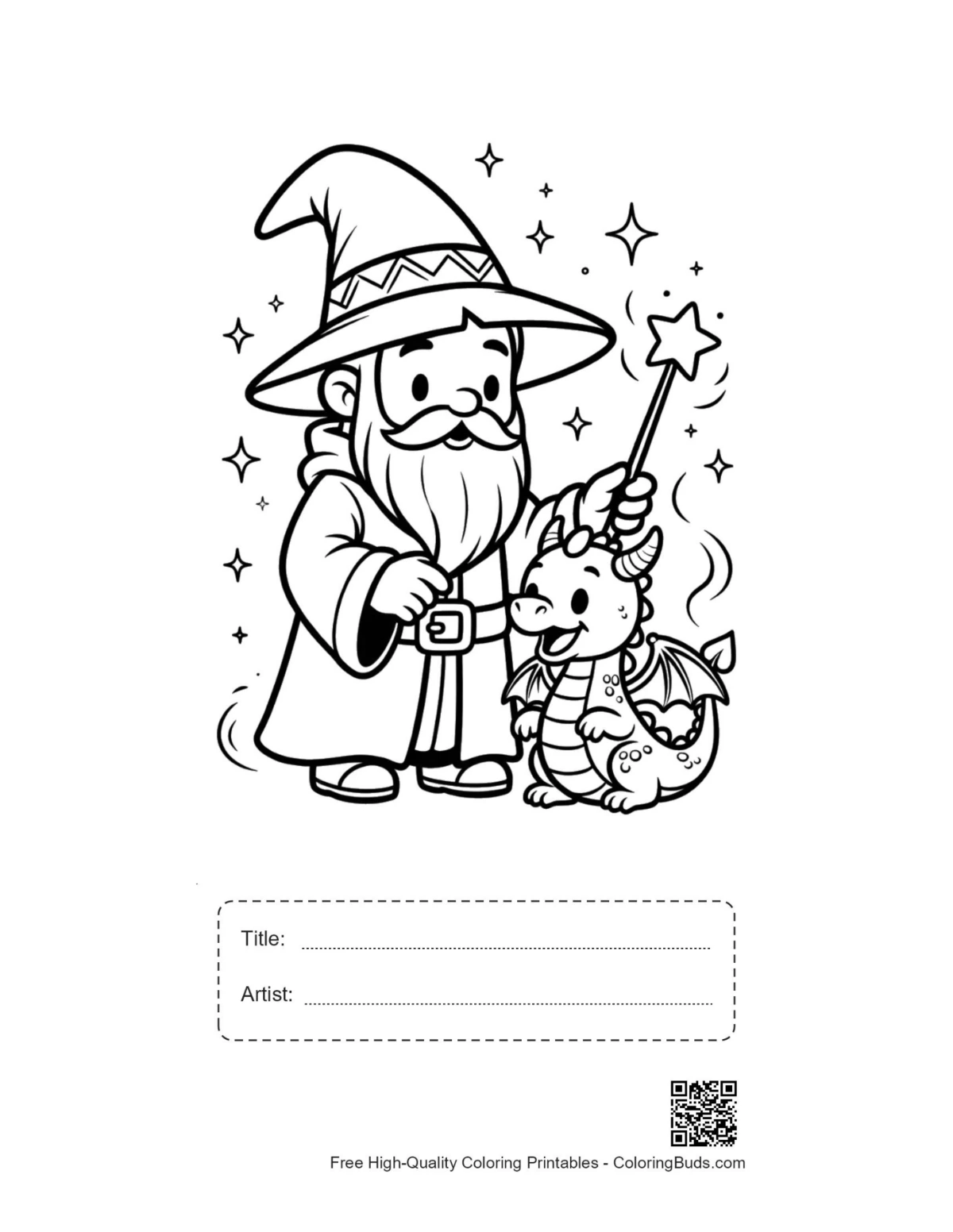 Printable magic wizard sheet with title box