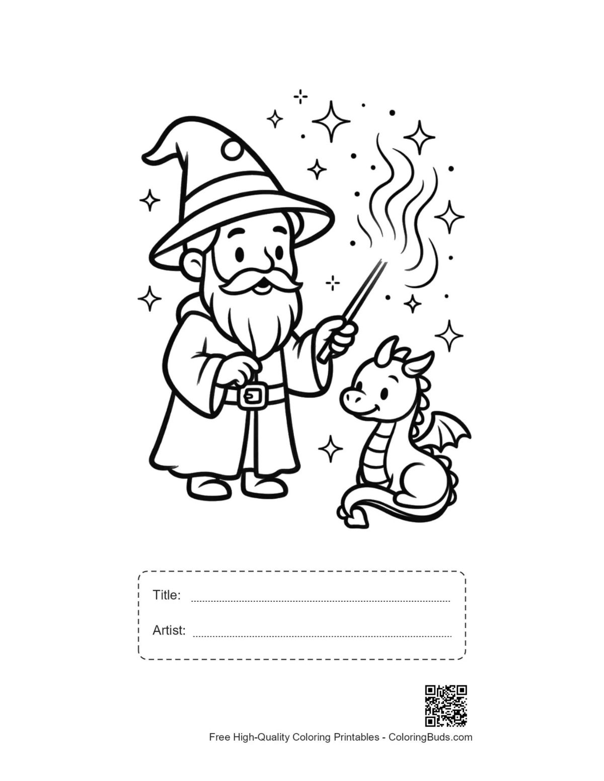 Magic wizard printable with title artist box