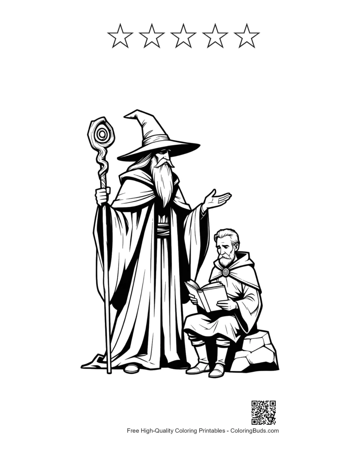 Magic Wizard printable with star outlines