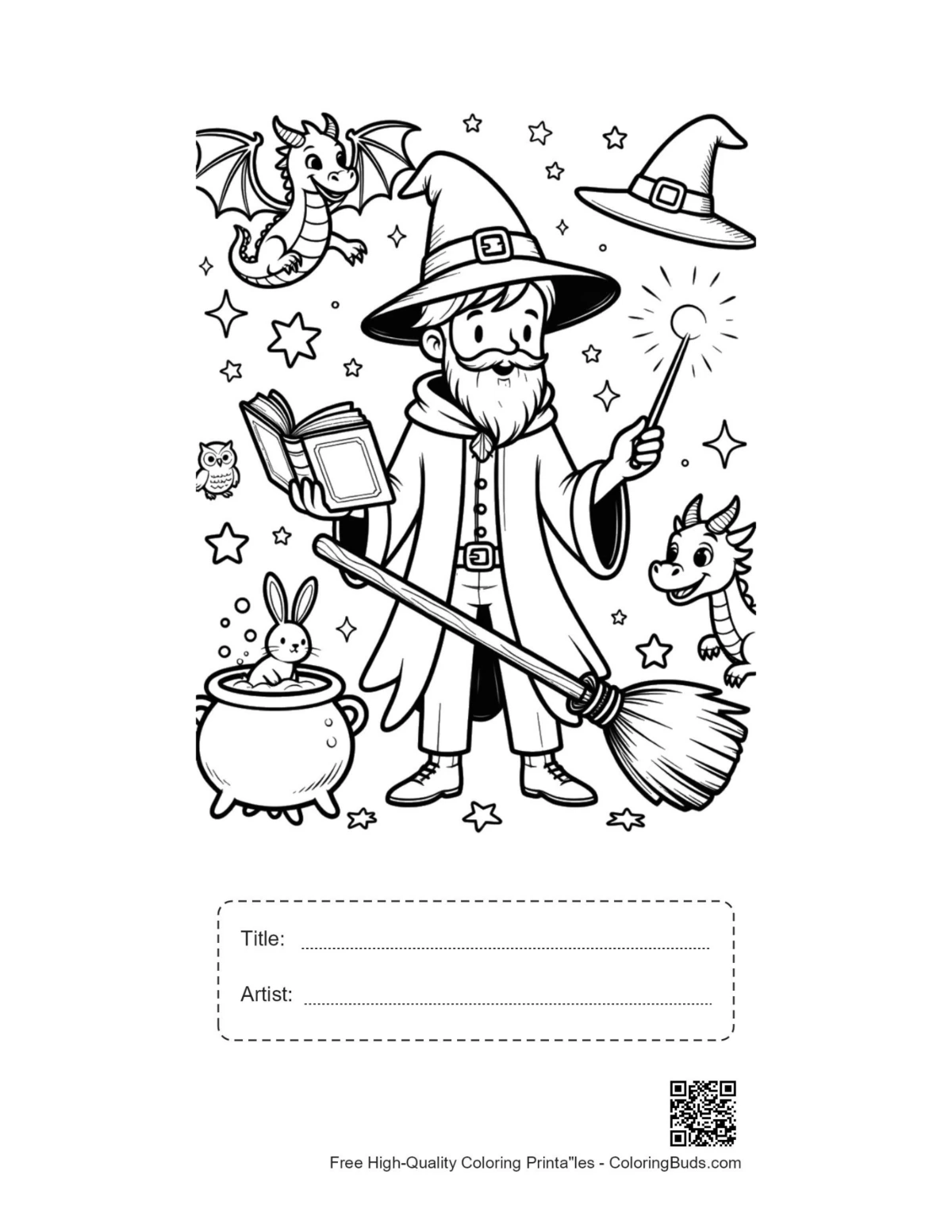 Master sorcerer spell printable with title artist box