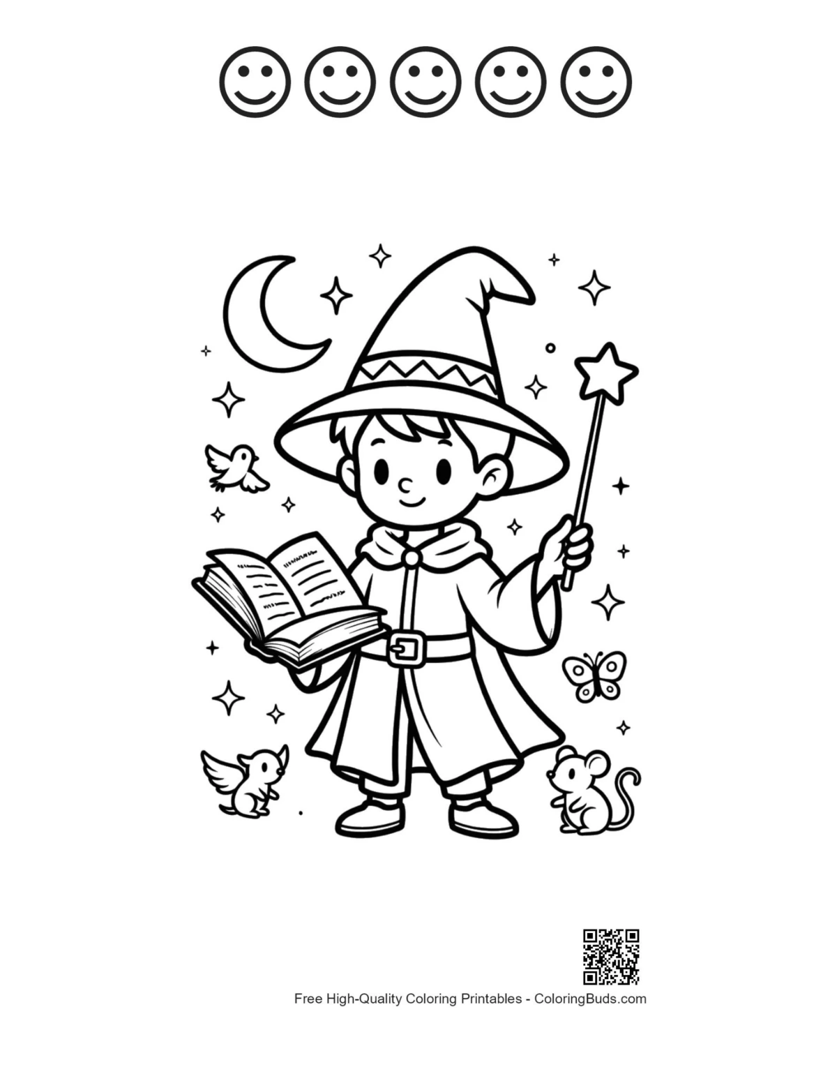 Young wizard apprentice book stars happy faces printable