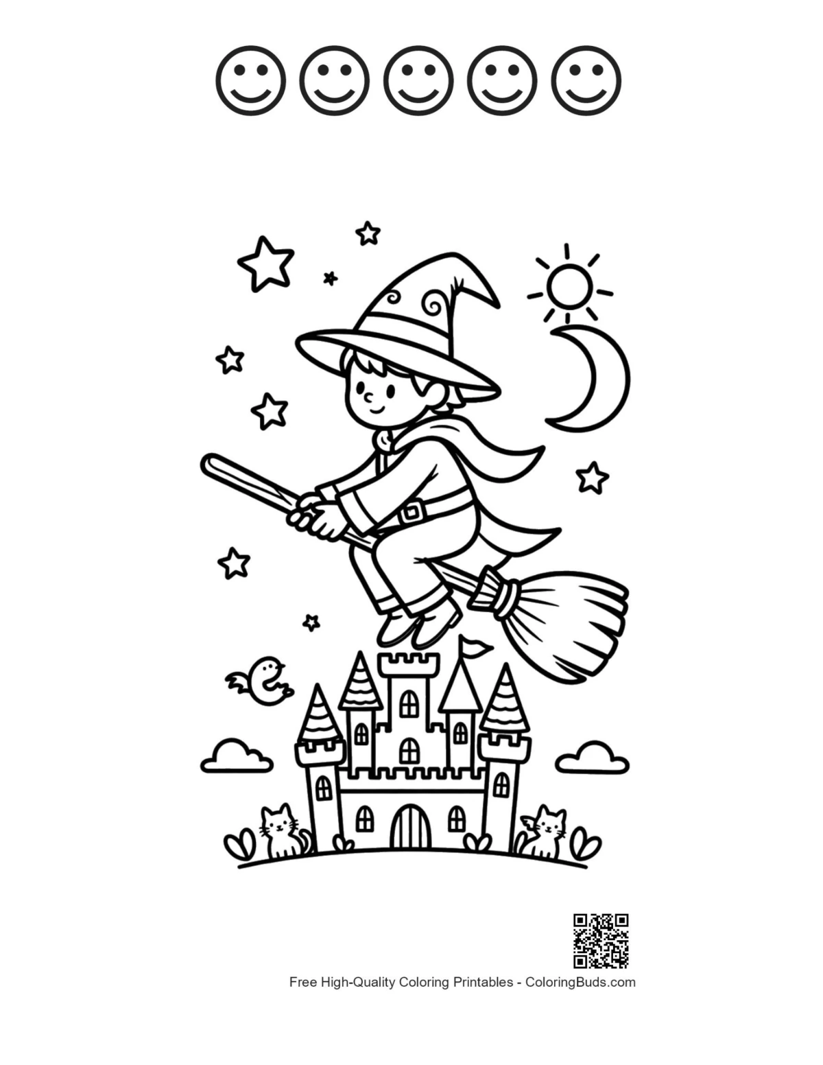 Wizard castle printable 5 happy face outlines
