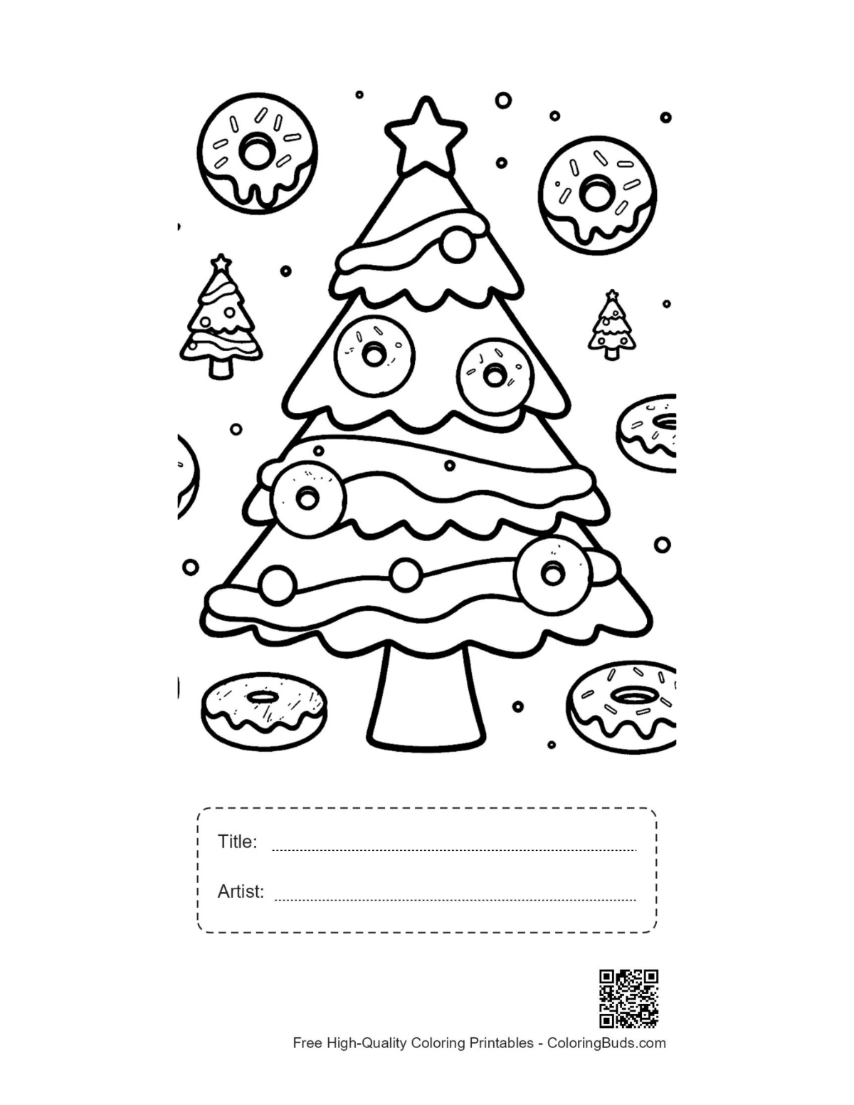 Christmas tree printable with title artist box for kids