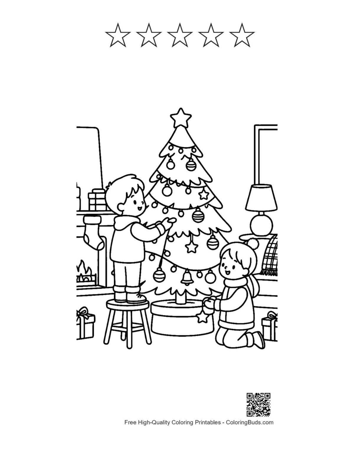Family tree star printable with 5 stars outline
