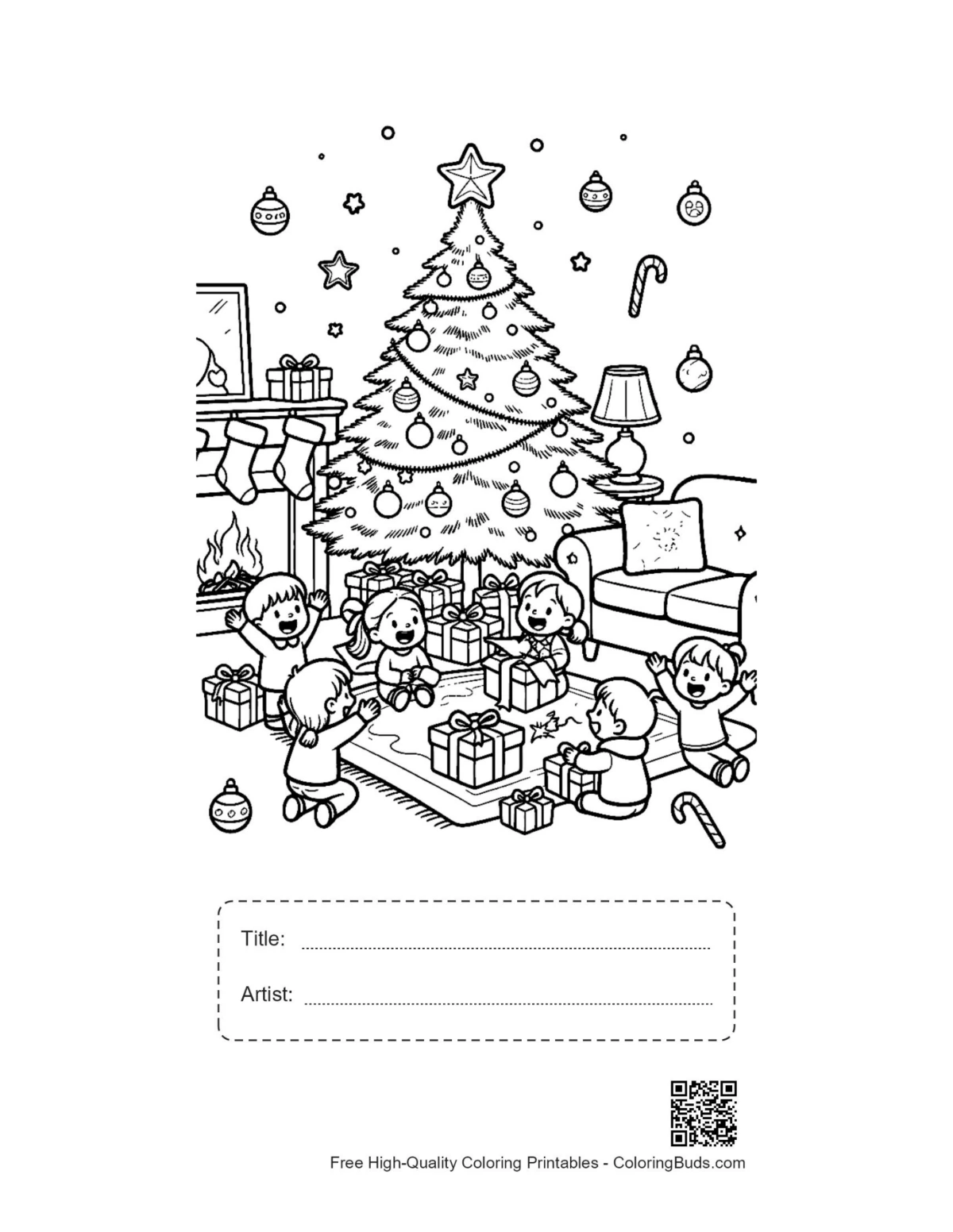 Christmas tree printable with title artist box