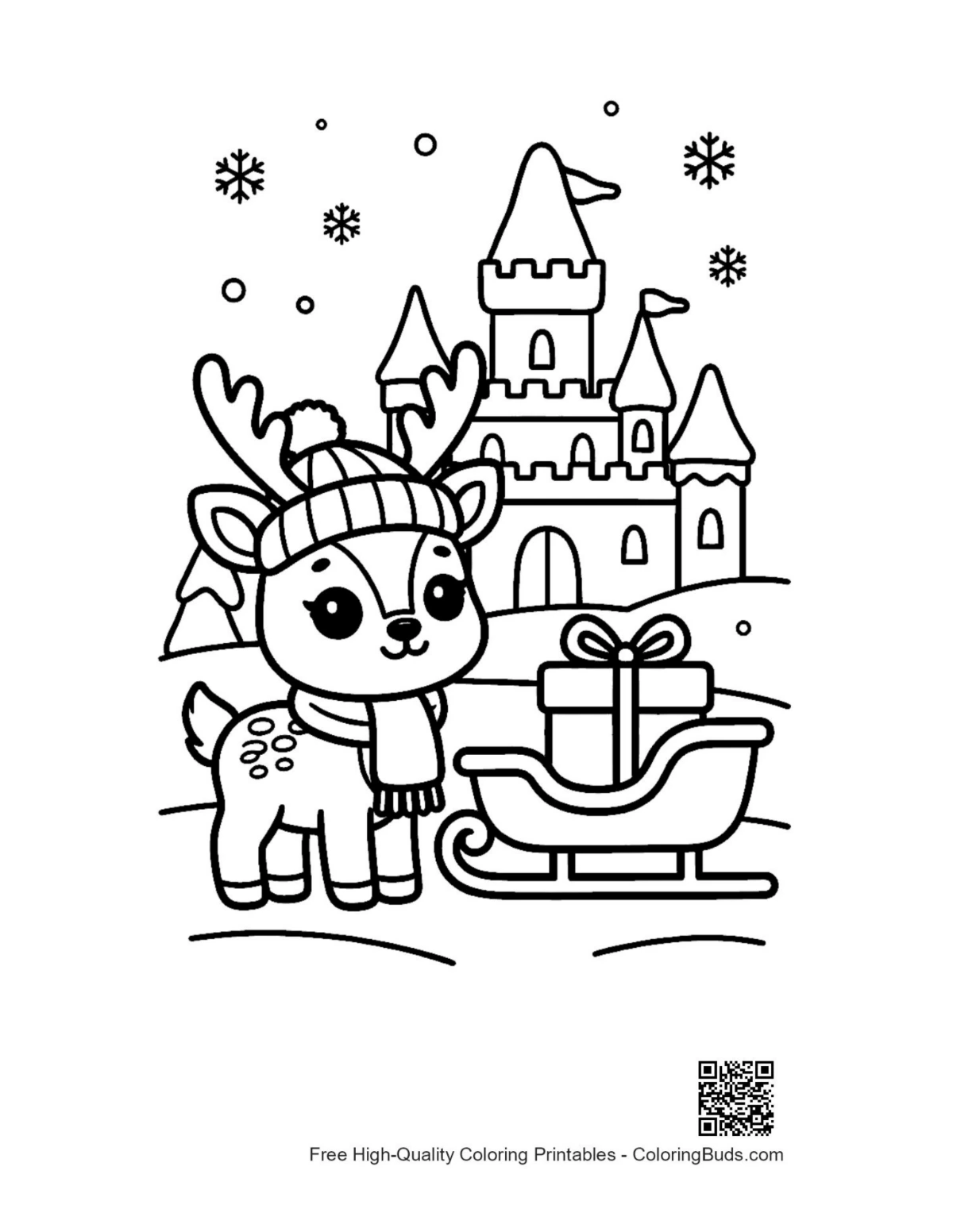 Cute reindeer printable coloring page