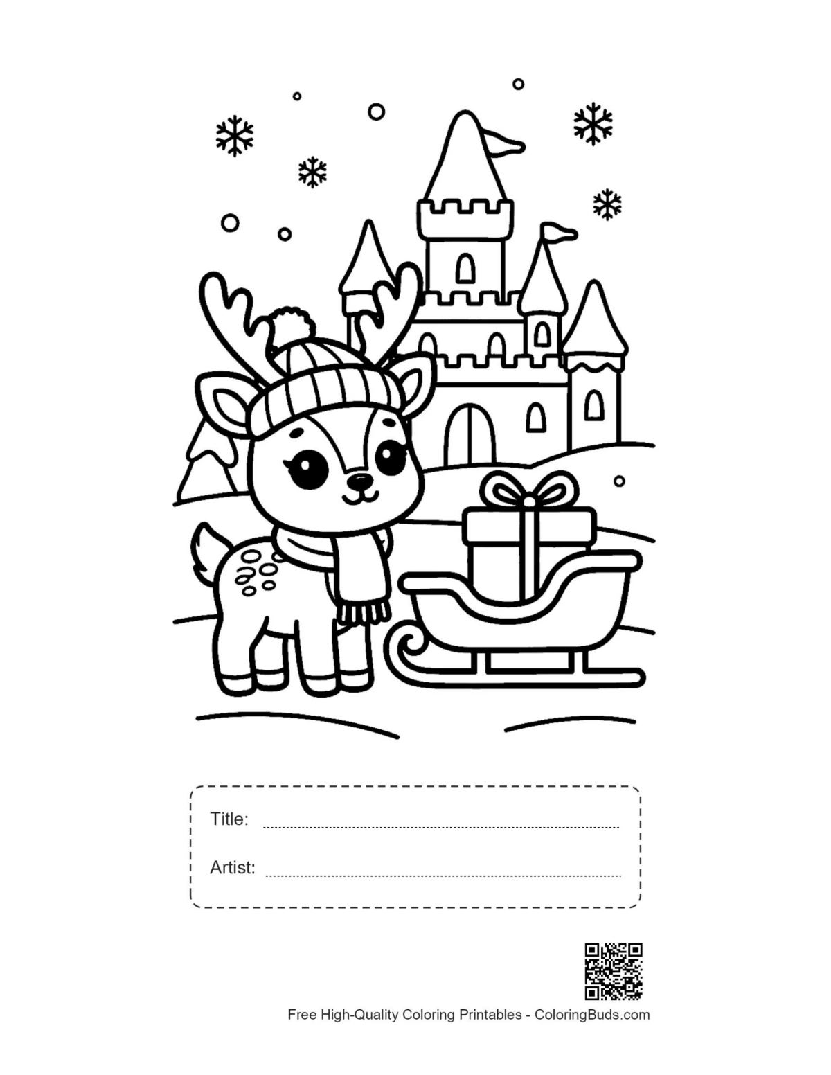 Cute reindeer printable with title box