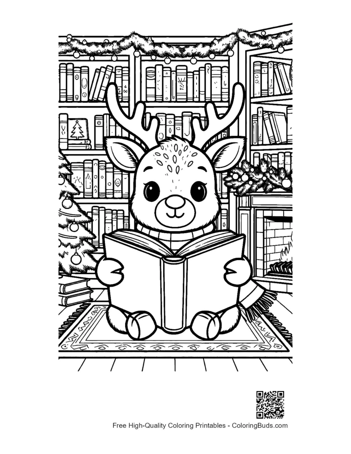 Free easy reindeer printable coloring page for kids