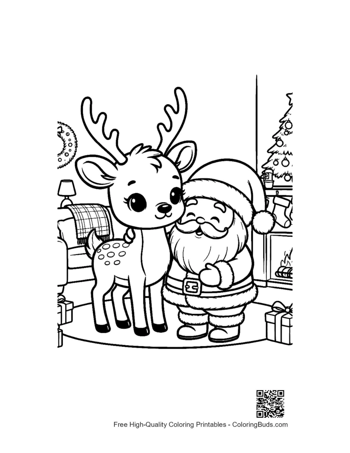 Cute reindeer printable coloring page for kids