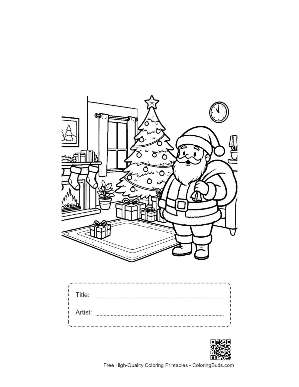 Cute Santa Claus printable with title artist box