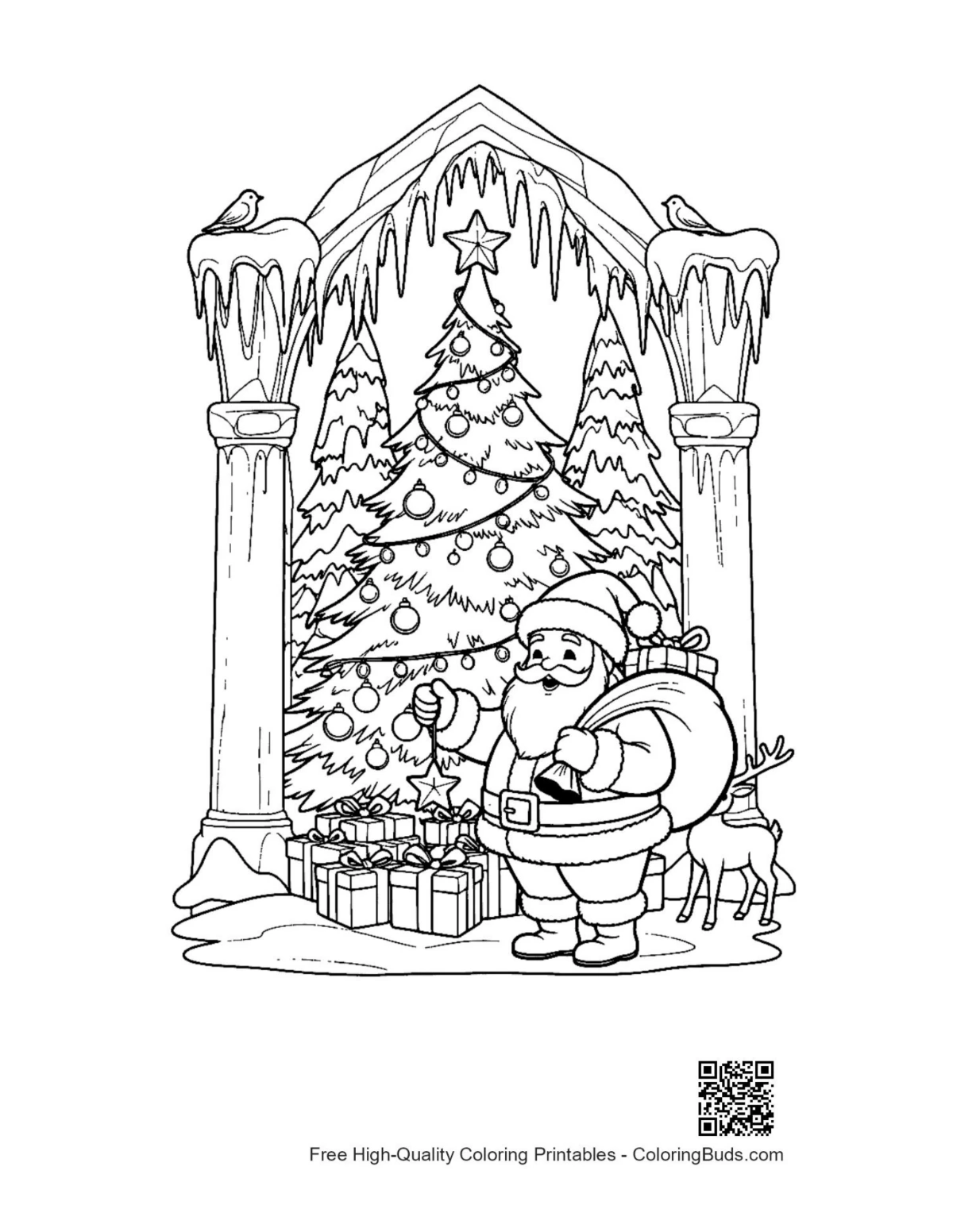 Easy Santa Claus printable coloring page for kids