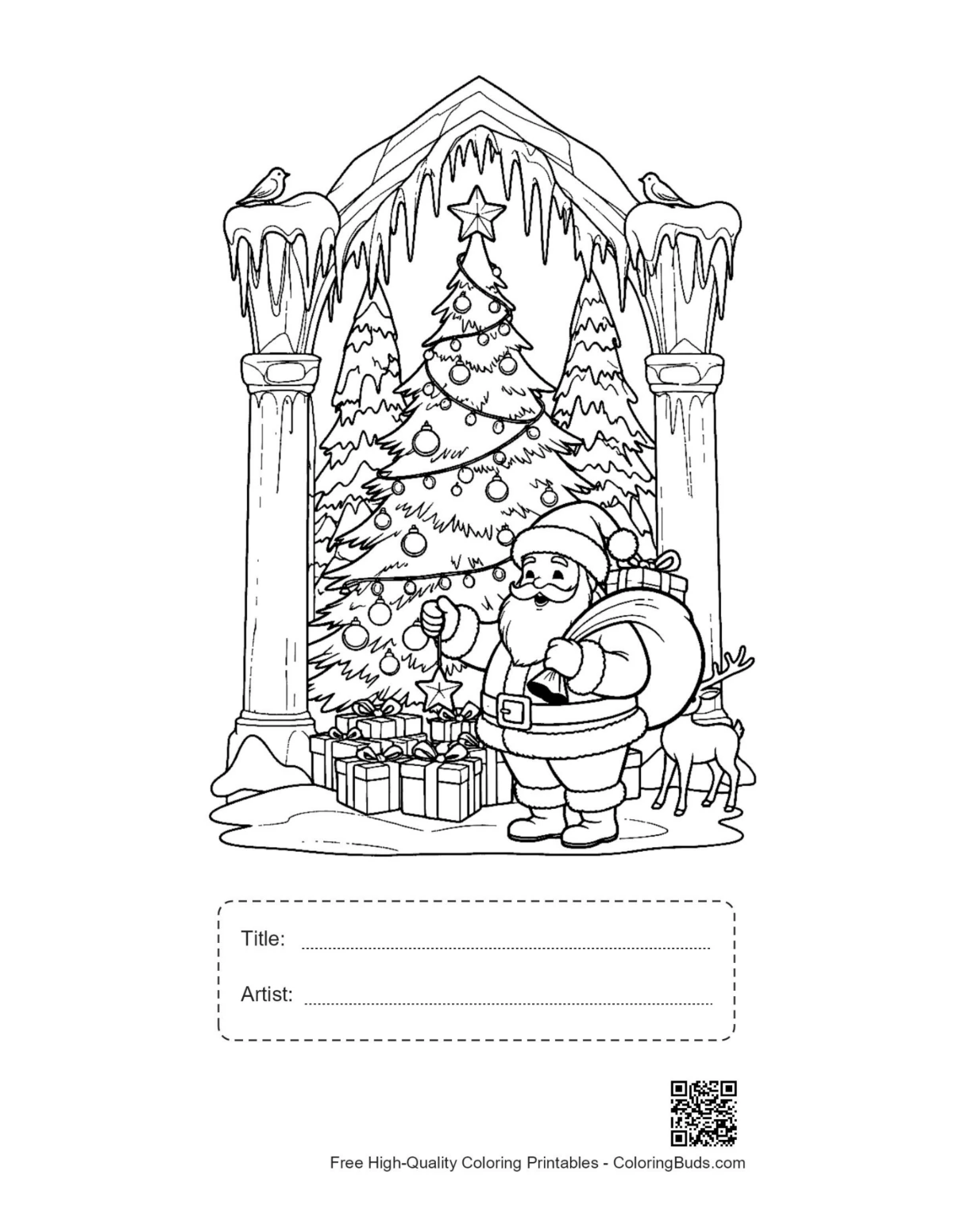 Easy Santa printable with title and artist box for kids