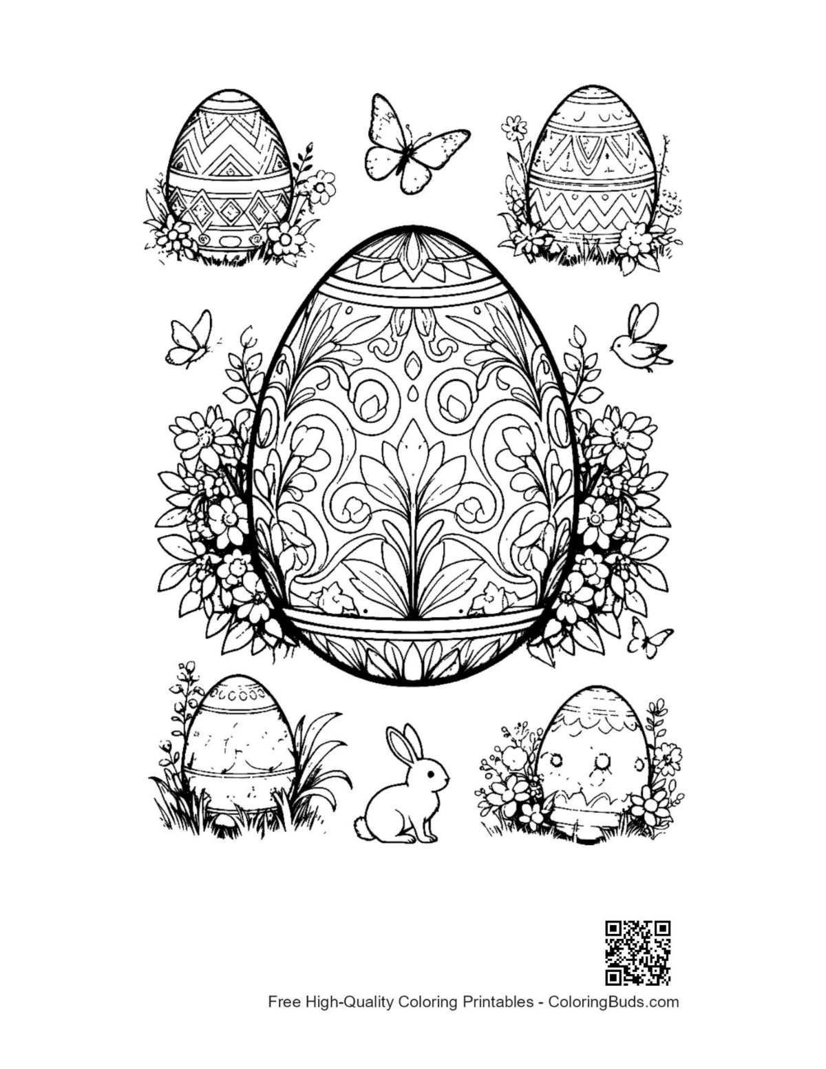 Beautiful patterned Easter egg in nature printable