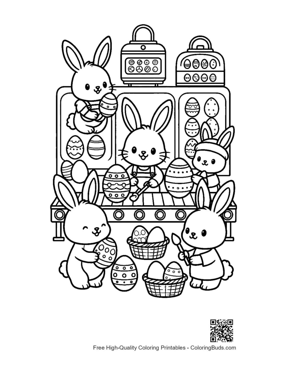 Cute Easter bunny printable coloring page