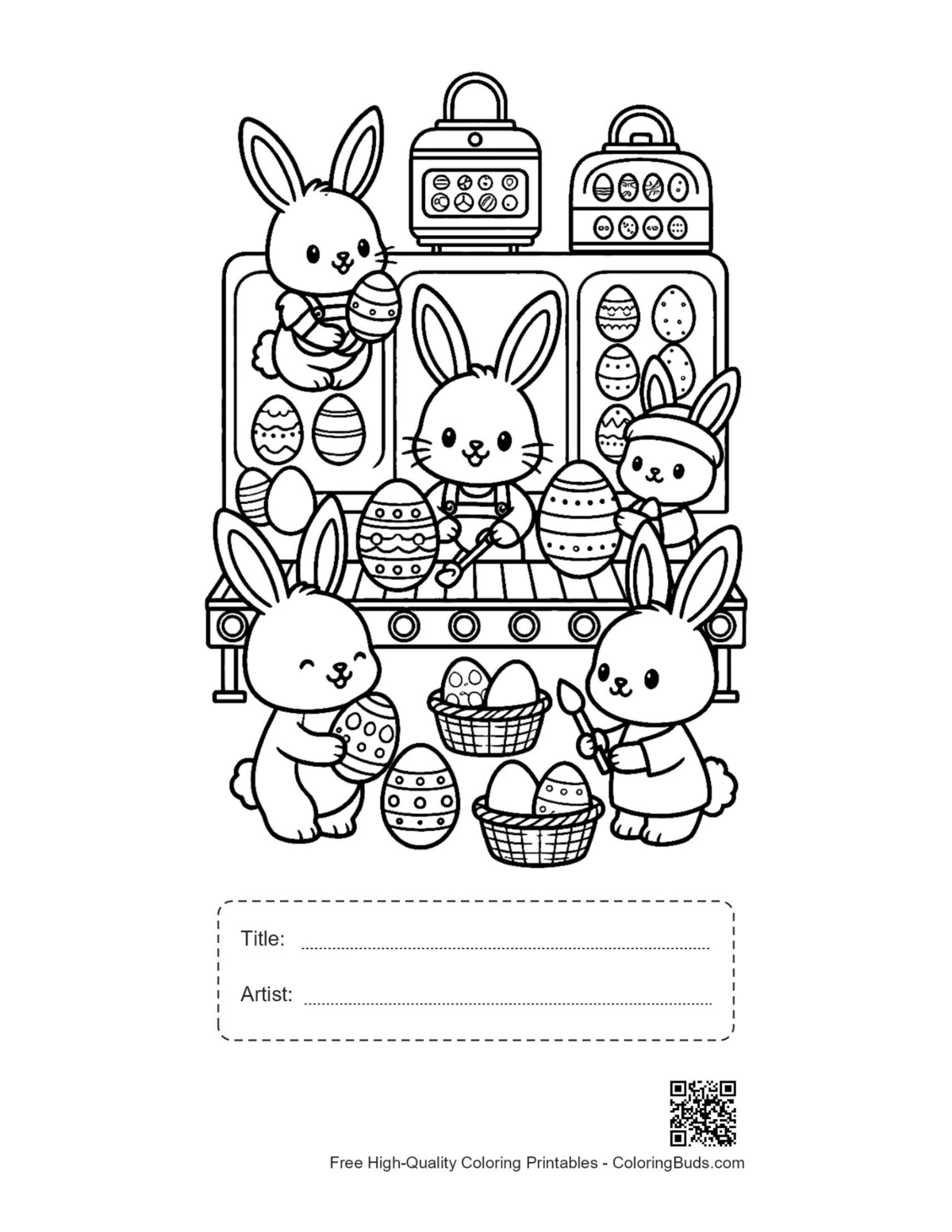 Cute Easter bunny printable with title box