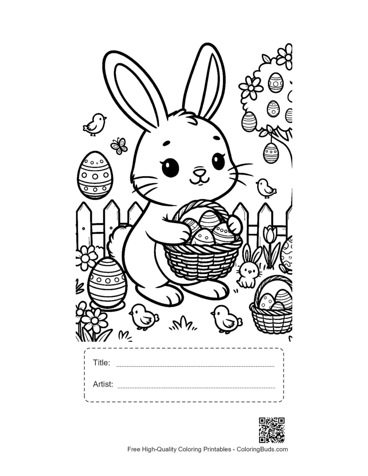 Cute Easter Bunny printable with title box