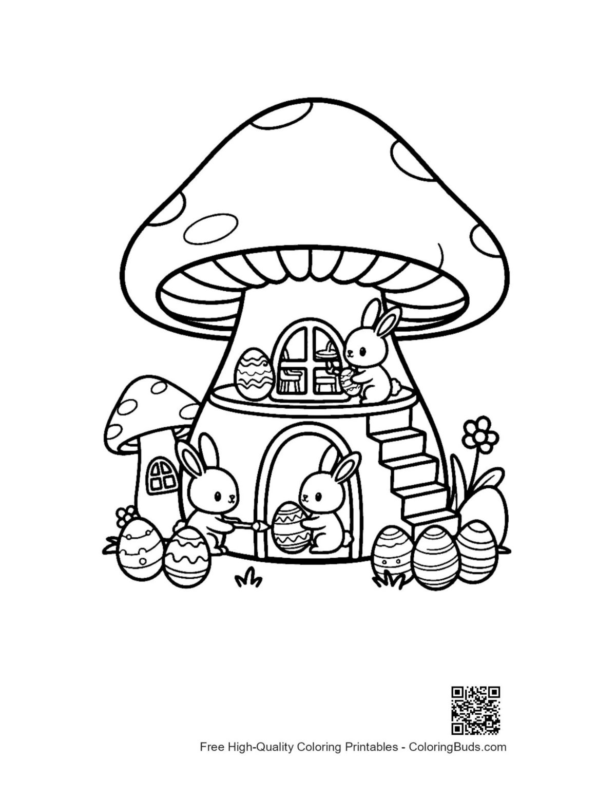 Cute Easter bunny coloring printable for kids