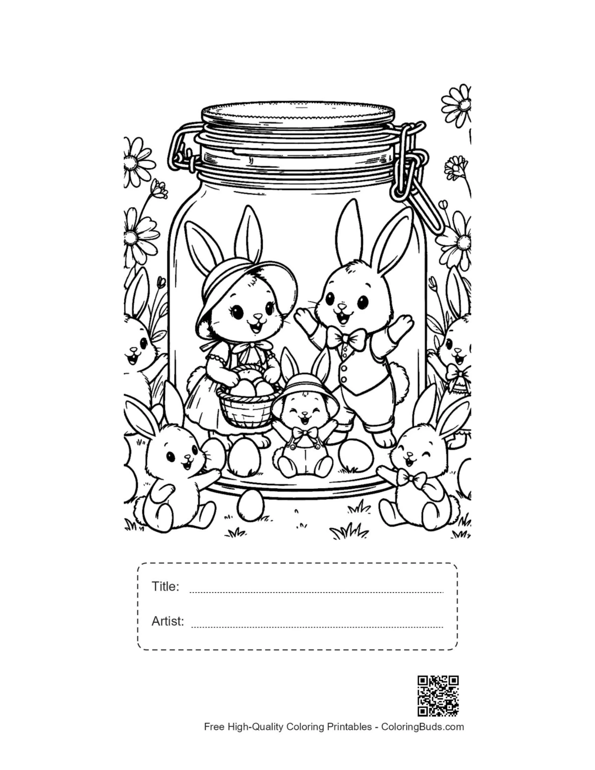 Cute Easter bunny printable with title box