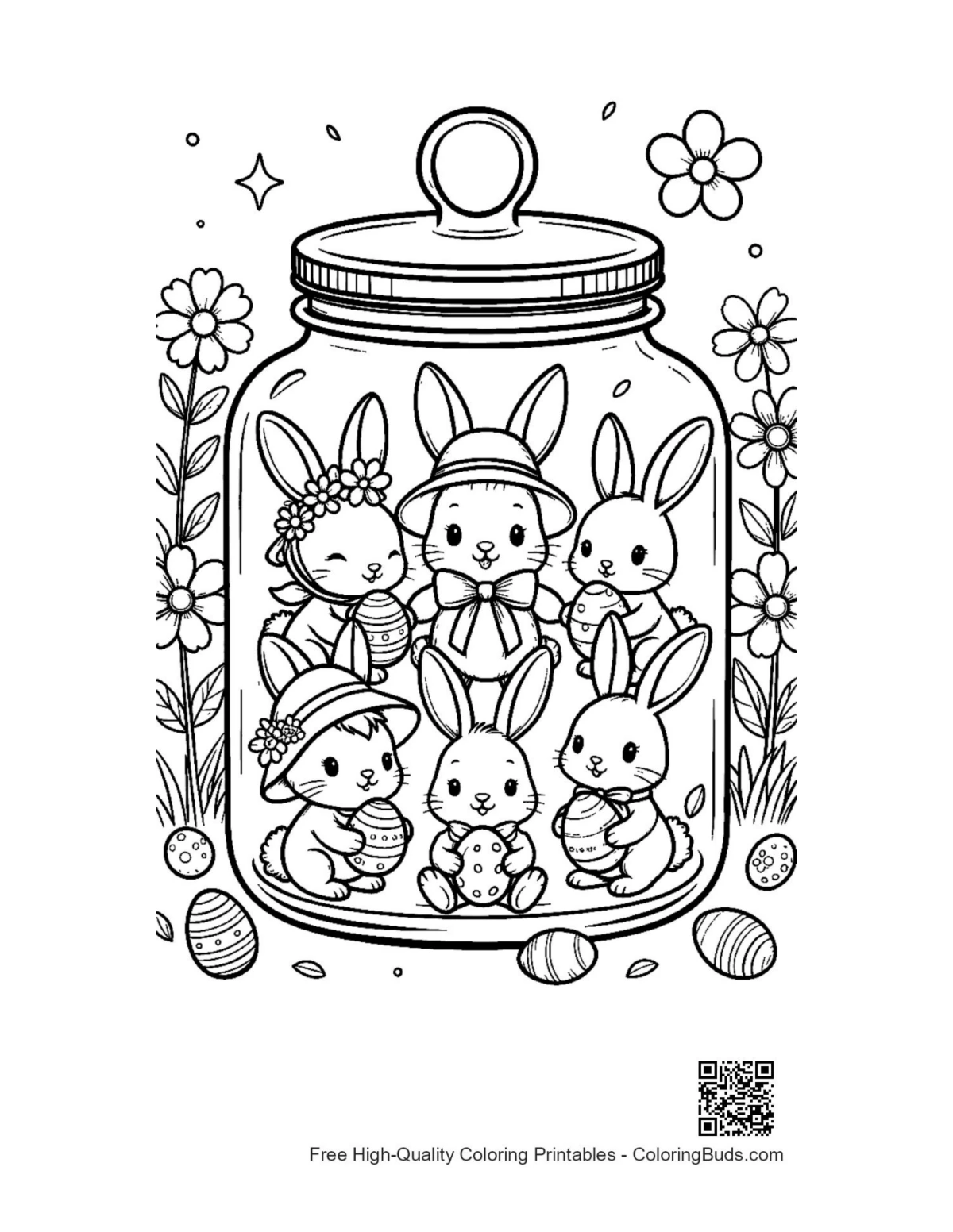 Easter Bunny coloring page printable download
