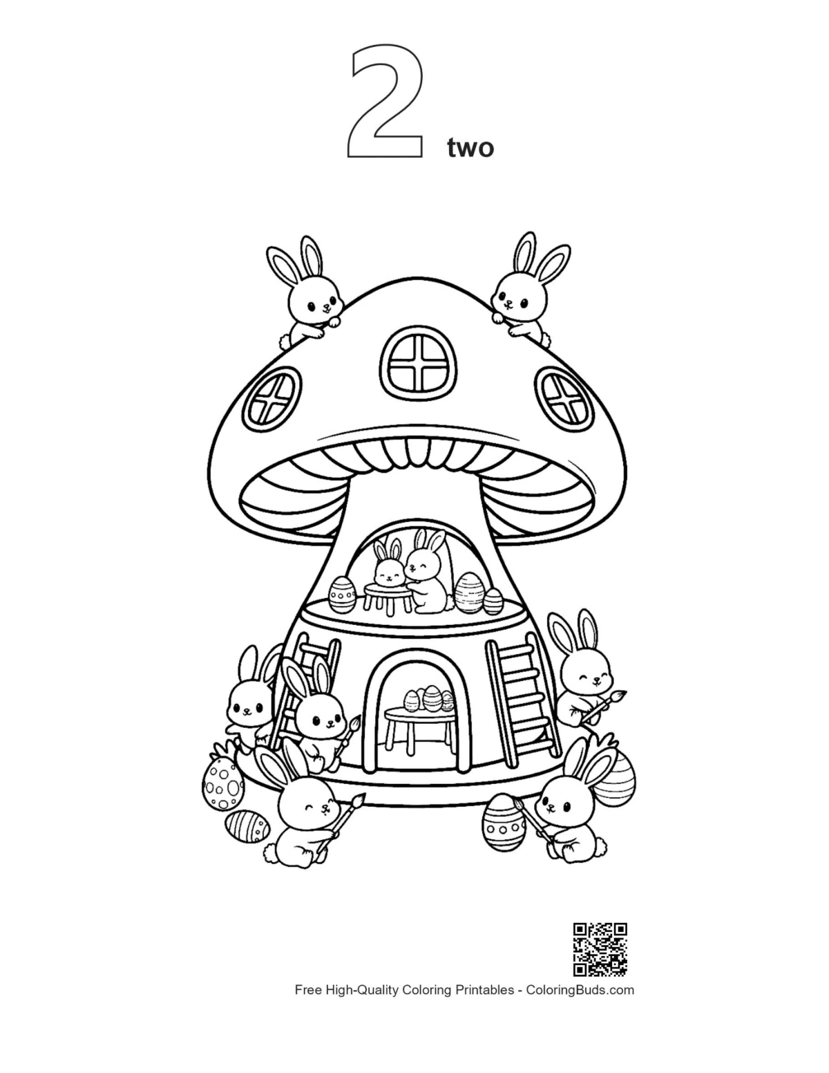 Second outline Easter Bunny coloring page printable