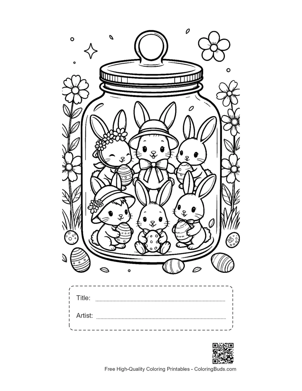Printable Easter Bunny sheet with title artist box