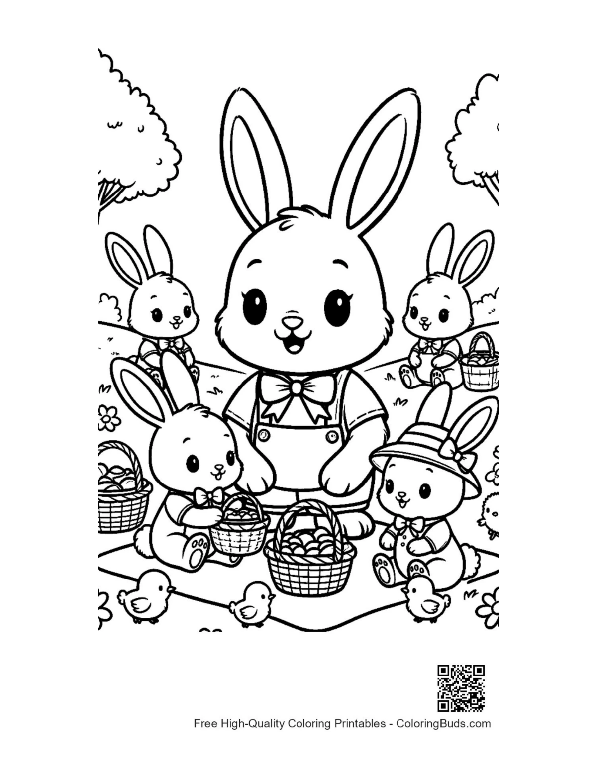 Easter bunny printable for kids coloring