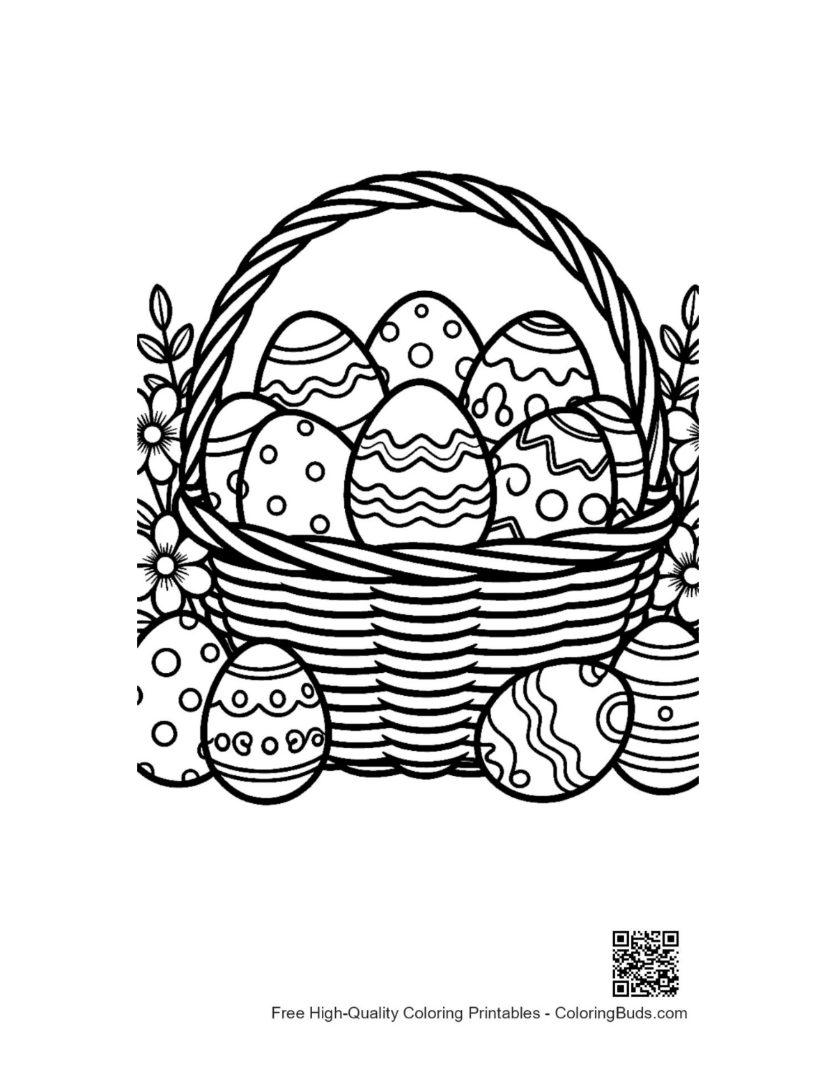 Easter eggs printable coloring page for kids