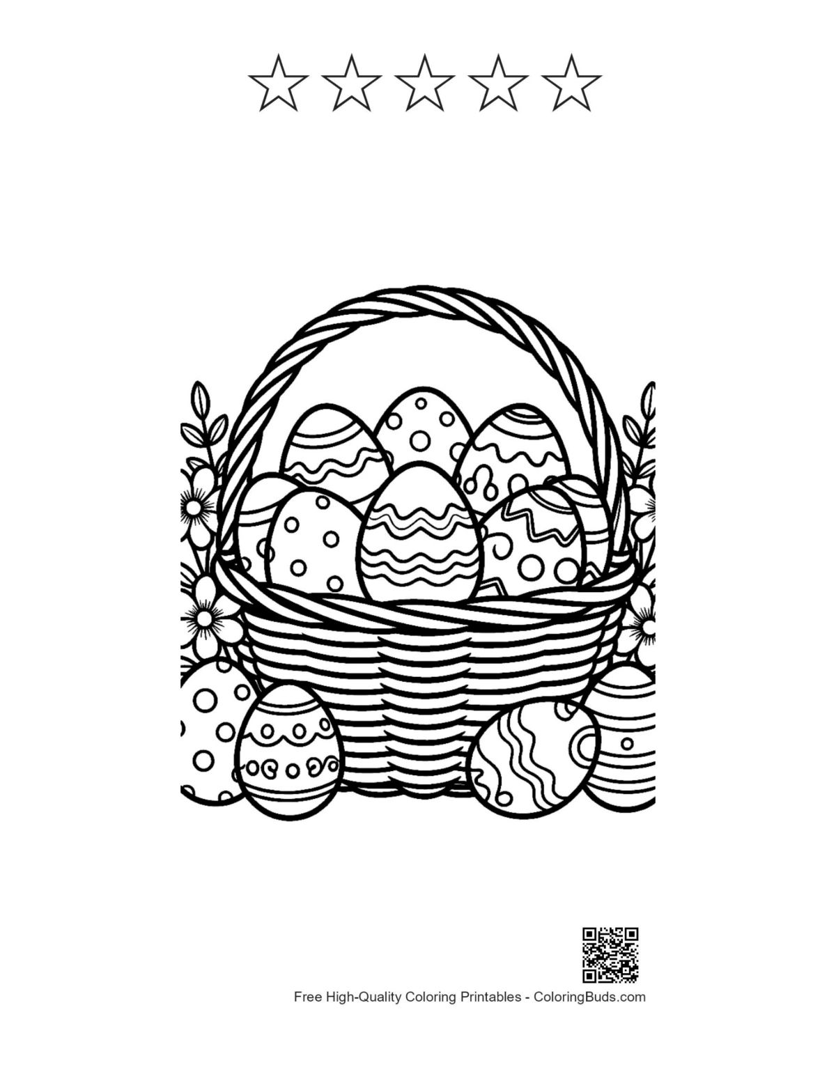 Easter eggs printable with 5 star outlines