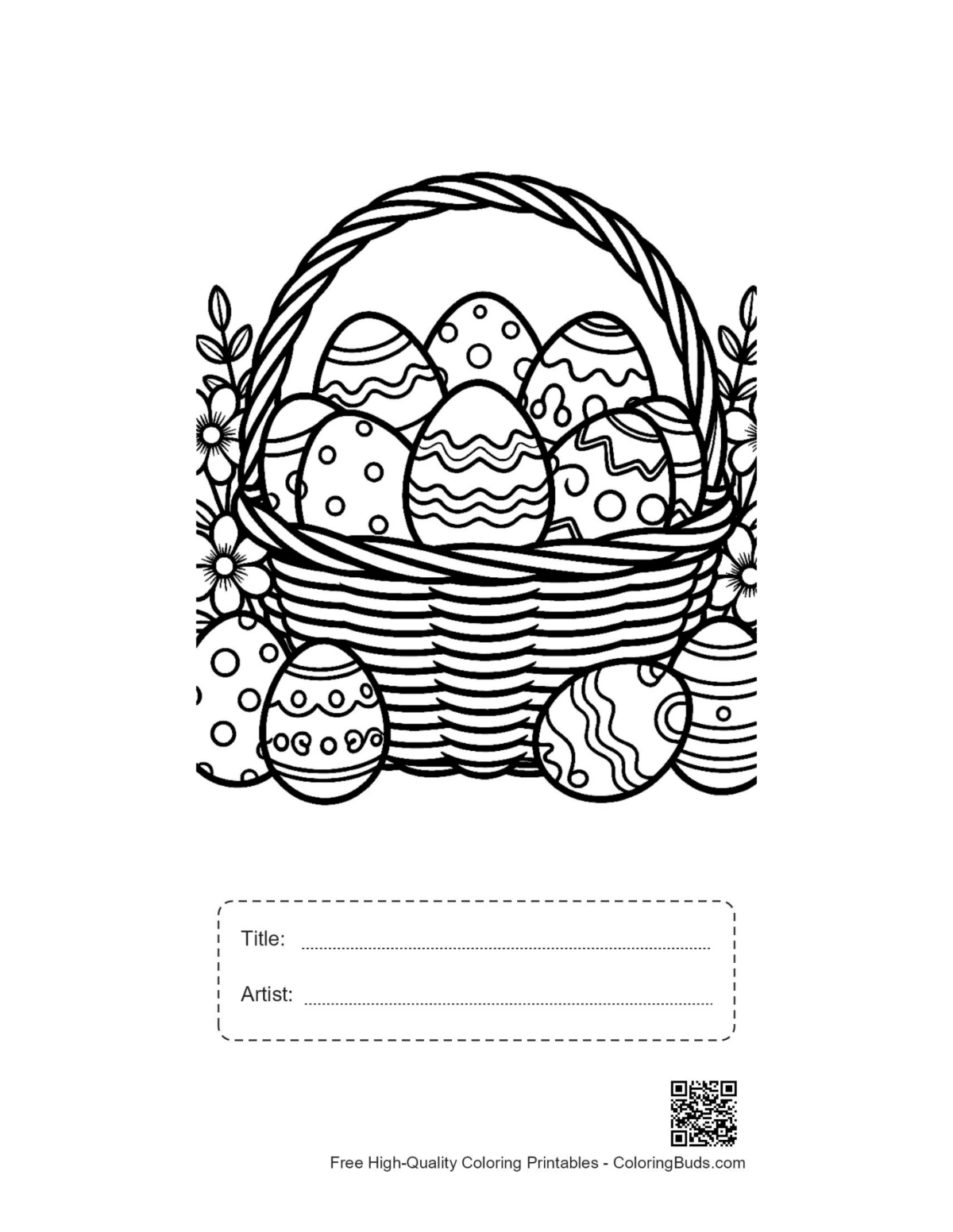 Easter eggs printable with title artist box outline