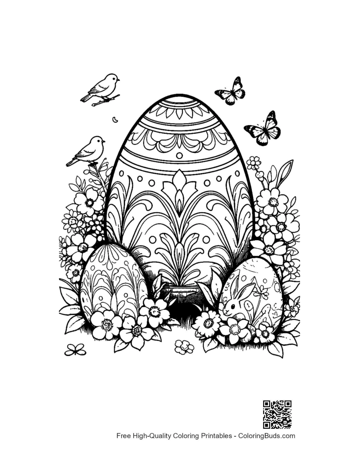 Easy Easter eggs coloring sheet printable for kids