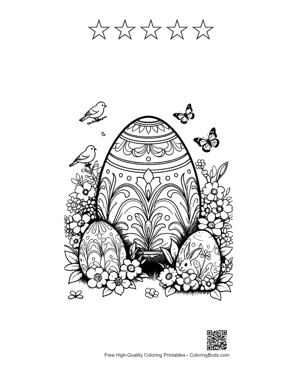 Easy Easter eggs printable with 5 star outlines