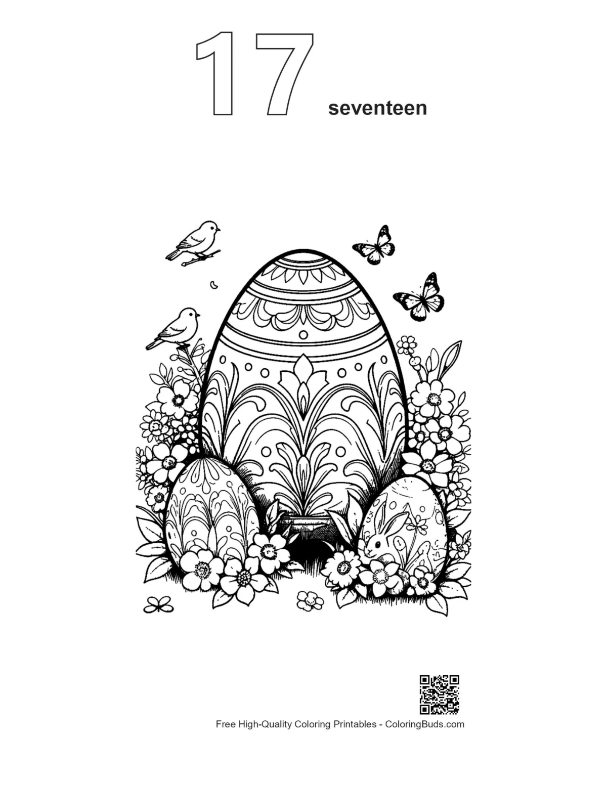 Easy Easter eggs coloring sheet printable outline number 17