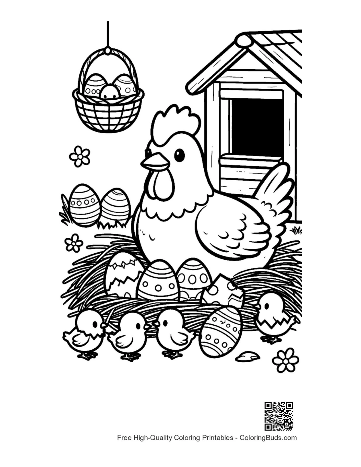 Easy Easter eggs printable coloring page
