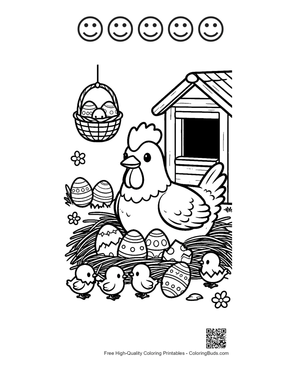 Easy Easter eggs printable with happy faces