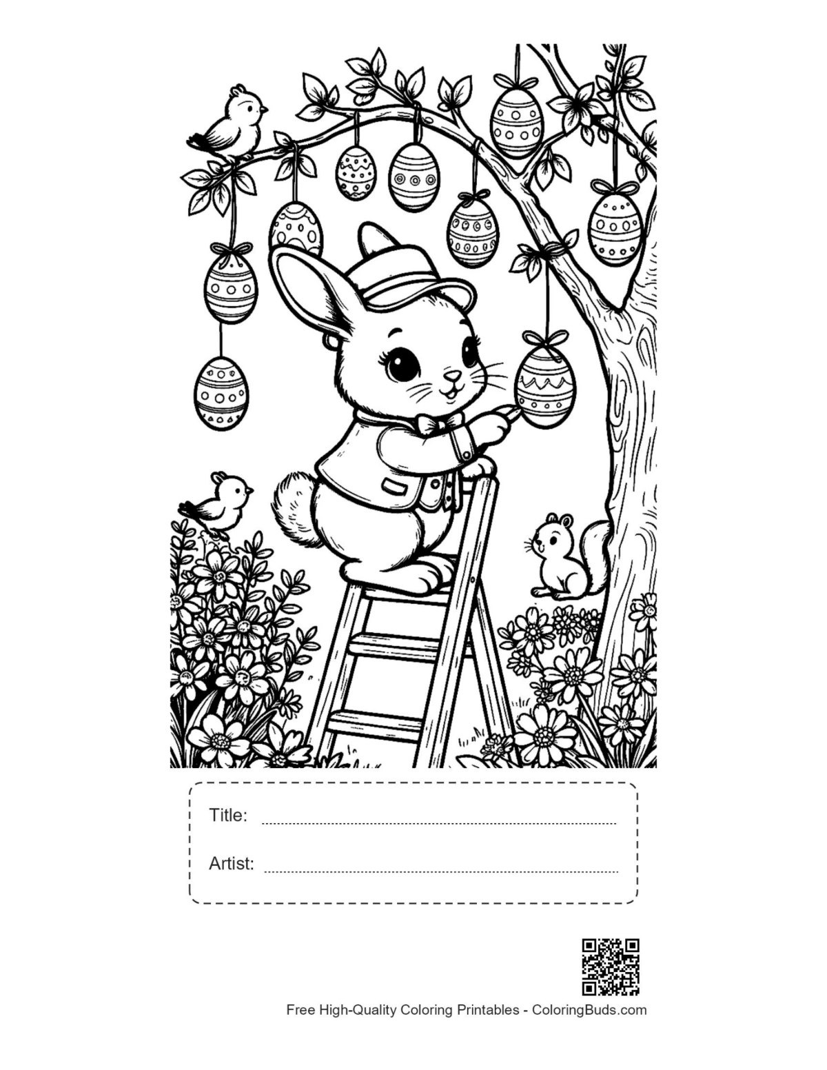 Free Easter eggs printable with title artist box