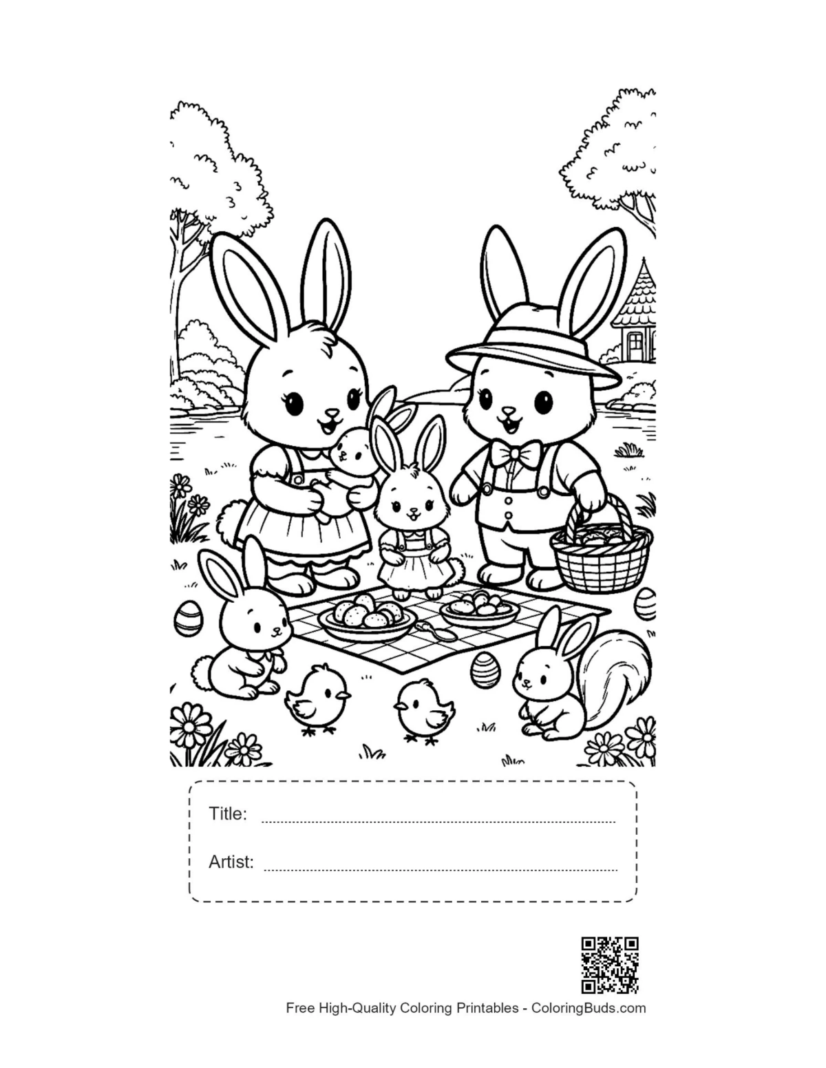 Little bunnies park printable with title artist box