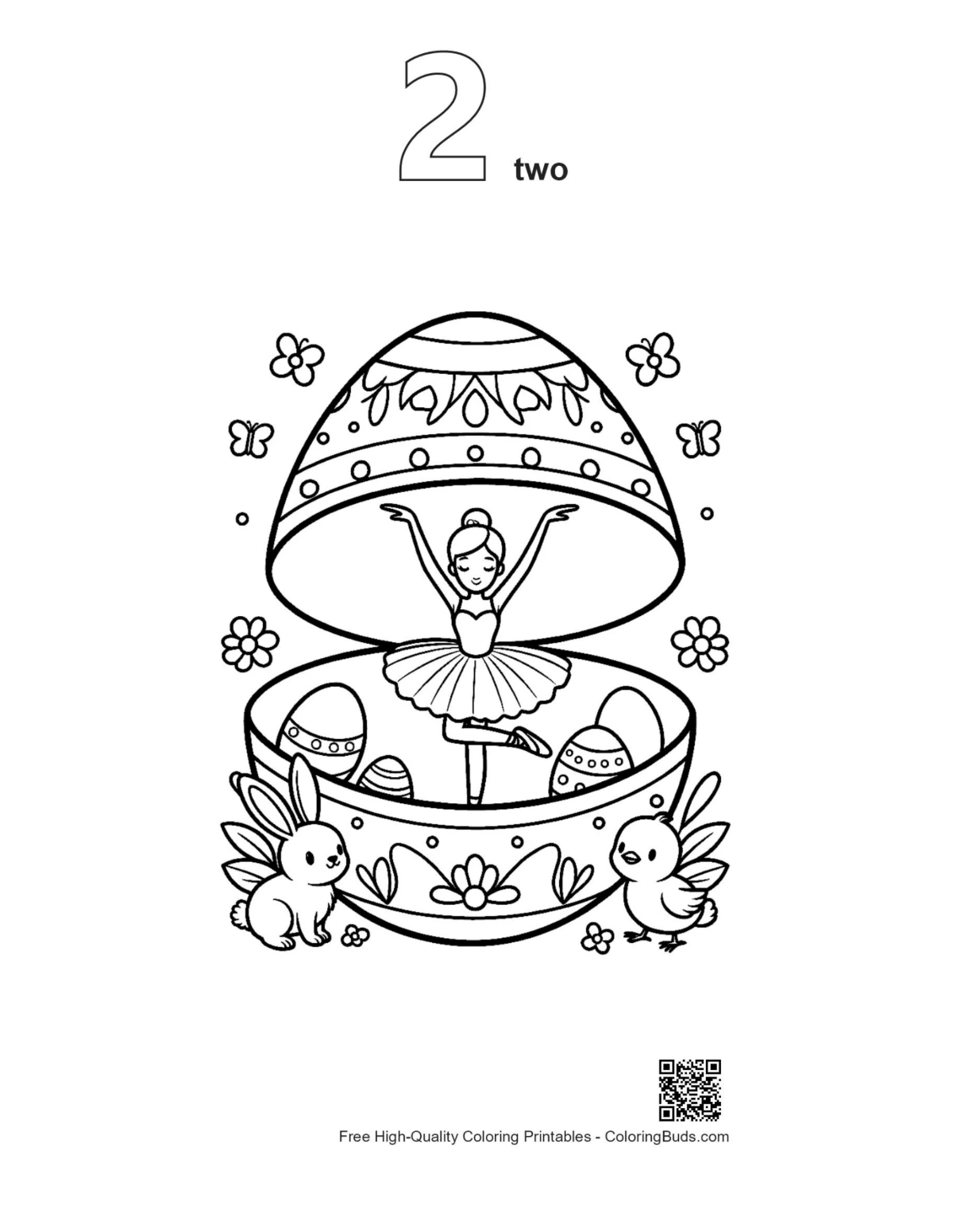 Magical Easter egg ballerina outline version number 2