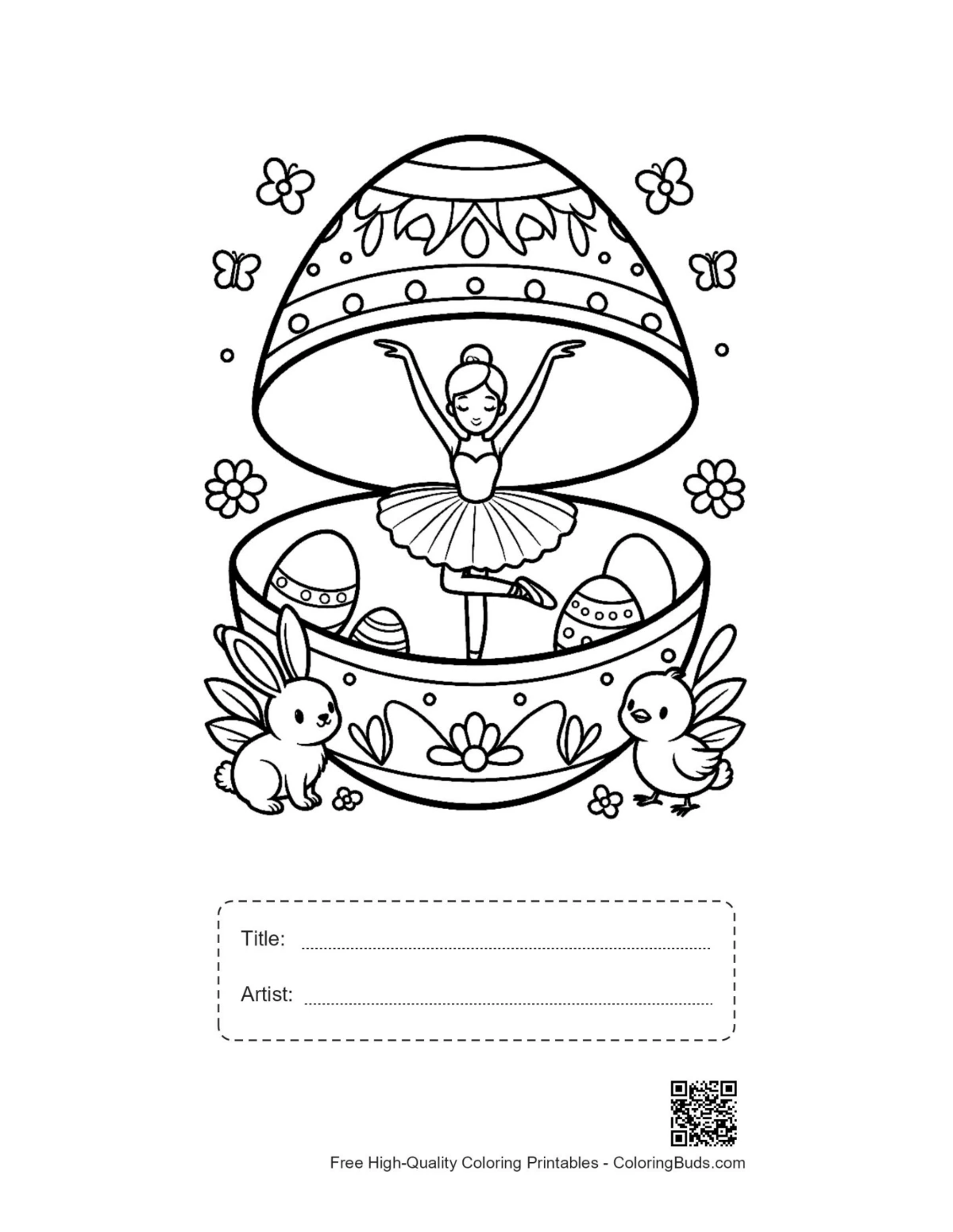 Easter egg ballerina printable with title artist box