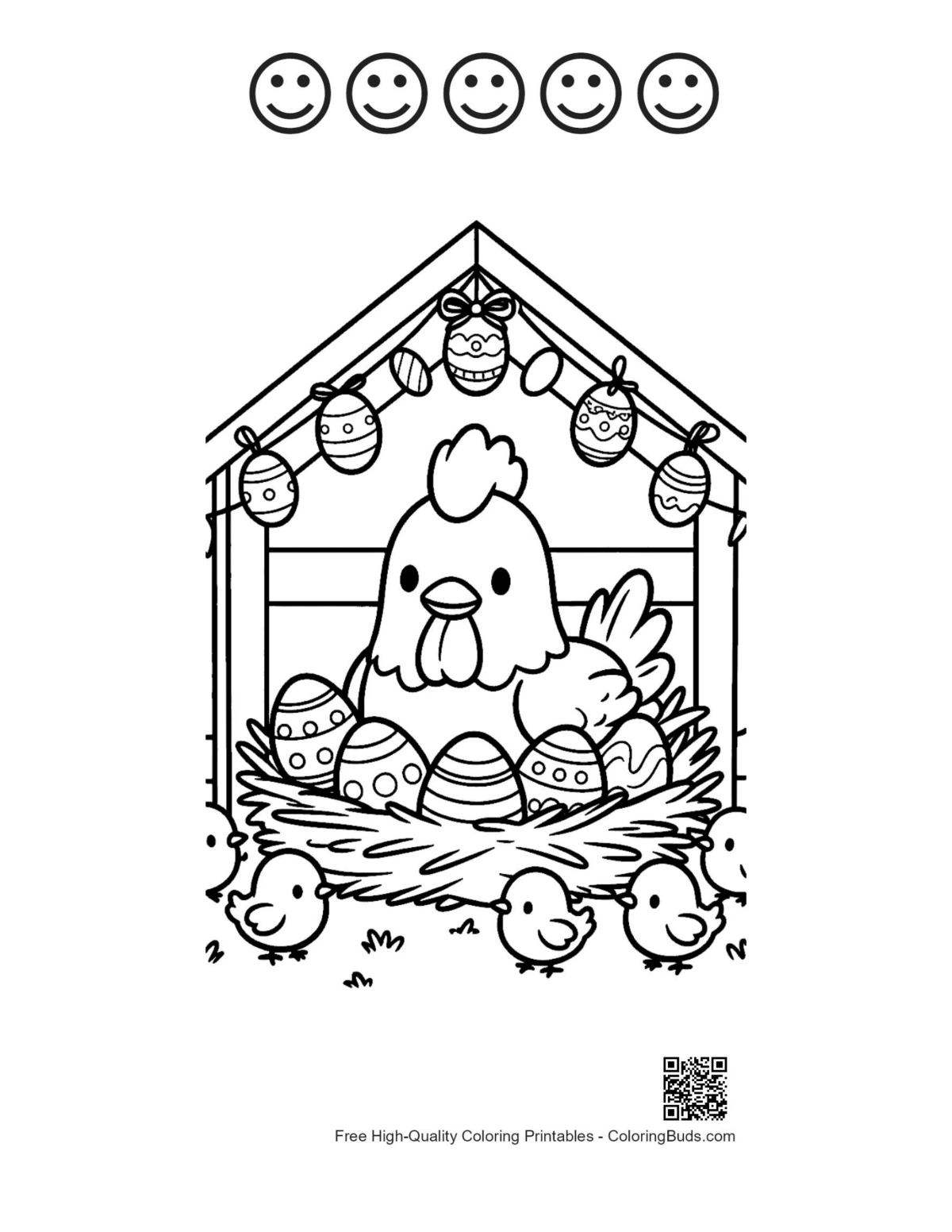 Proud hen nest printable with happy faces