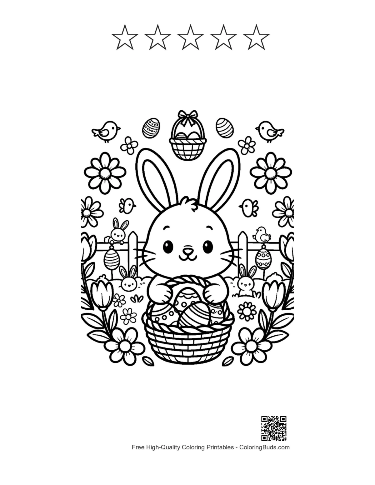 Sweet bunny eggs printable with 5 star outlines