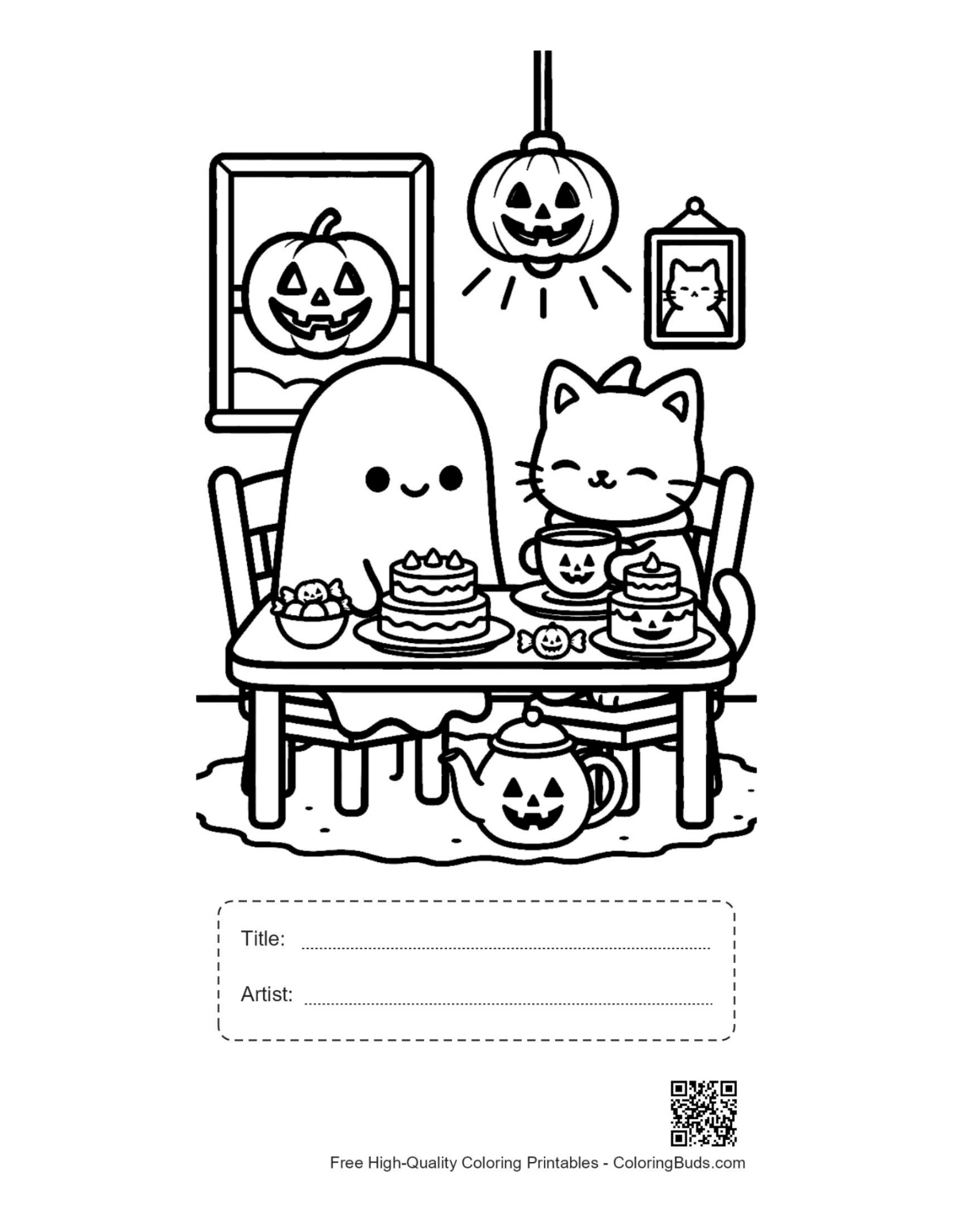 Ghost cat dining printable with title box