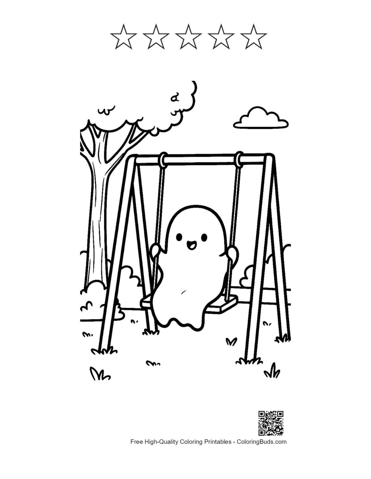 Ghost printable with 5 star outlines