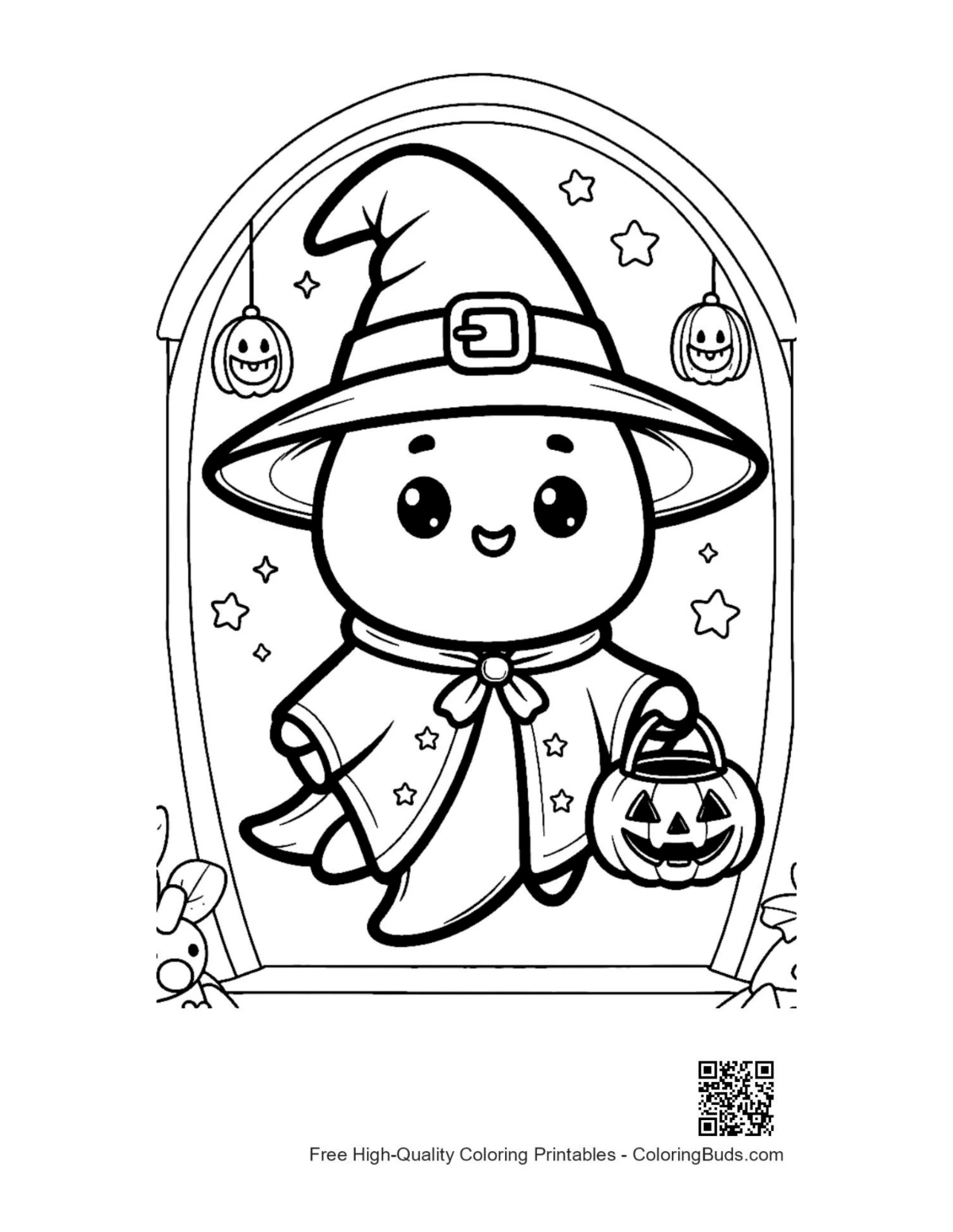 Printable ghost outline coloring page
