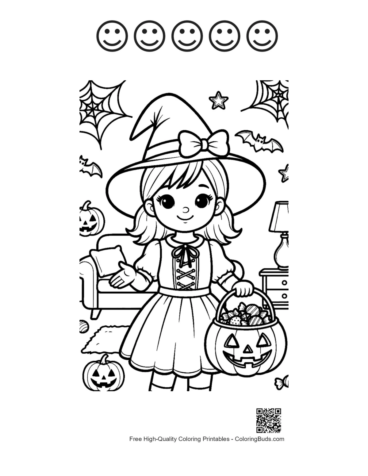 Cute Jack O'Lantern with happy faces printable