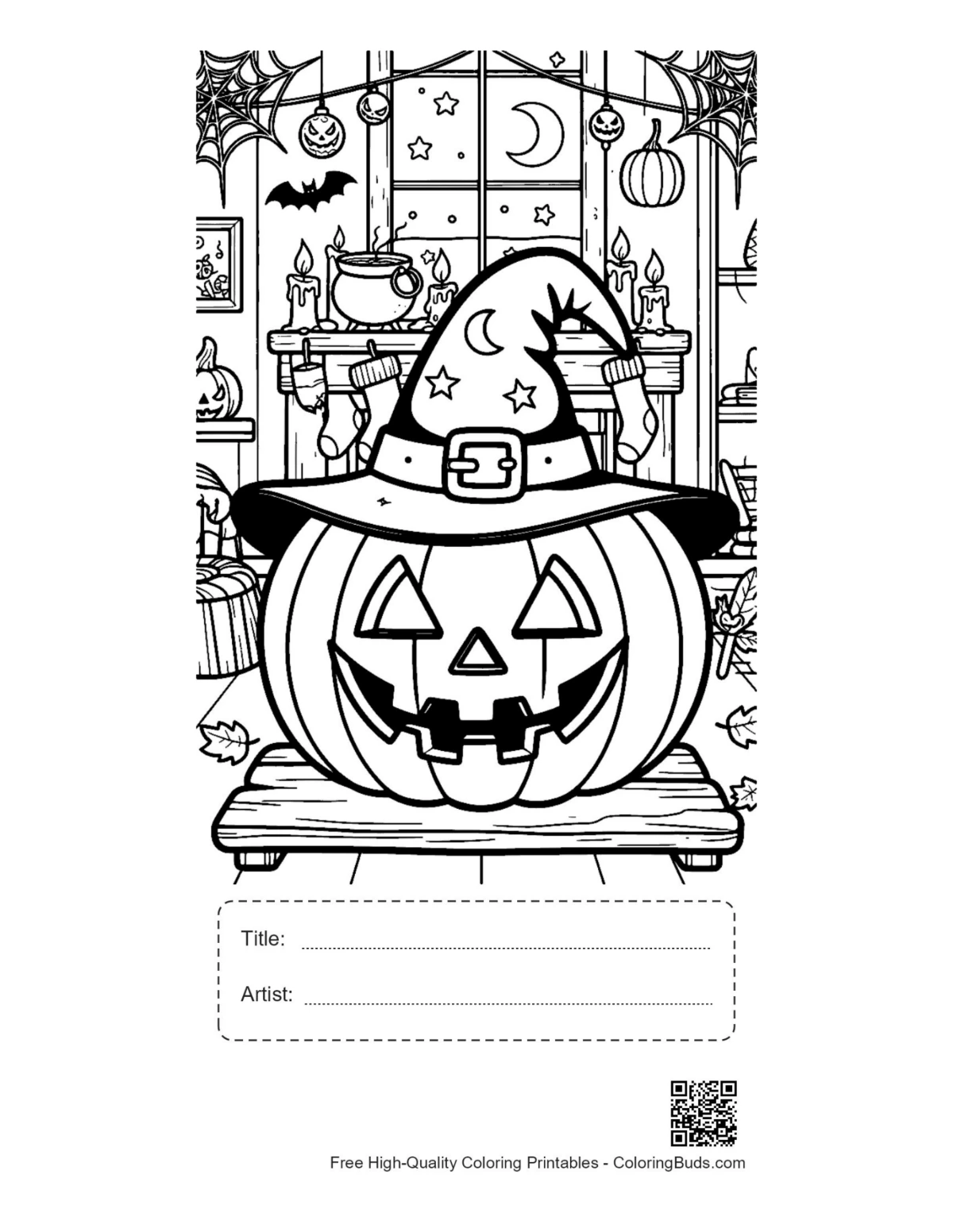 Jack-O'-Lantern printable with title artist box