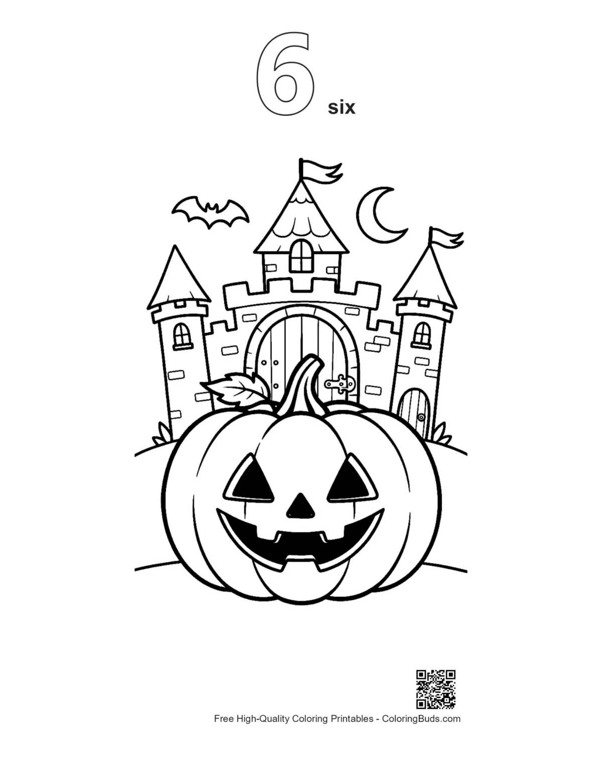 Numbered Jack-O-Lantern outline 6 coloring printable