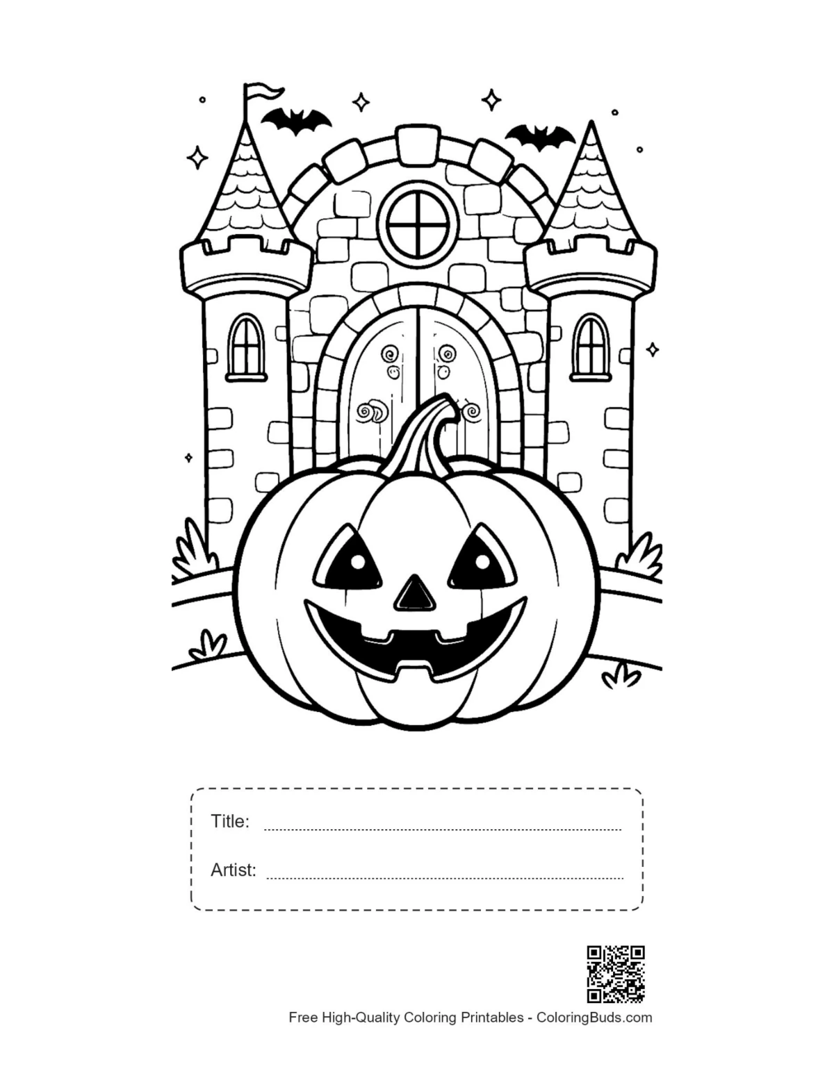 Jack-O'-Lantern printable with title and artist box for kids