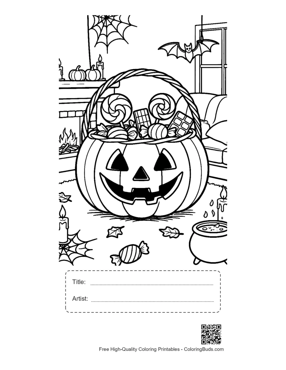 Jack-O'-Lantern pail printable with title box
