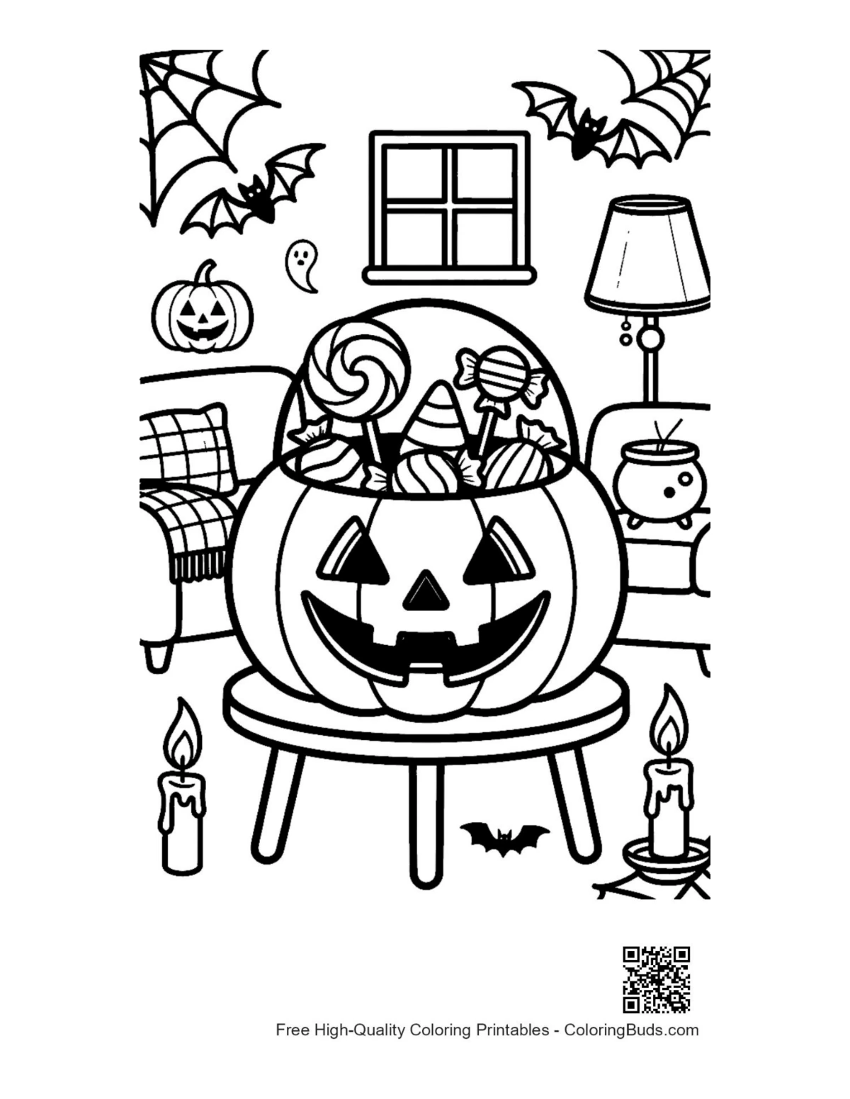 Jack-O-Lantern pail with Halloween candy printable