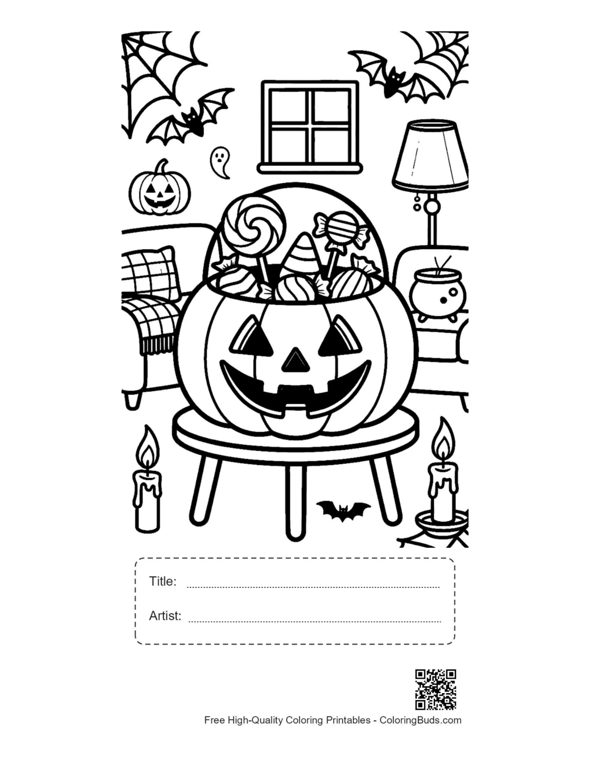 Jack-O-Lantern candy pail printable with title box